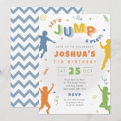トランポリンパーティーの男の子の誕生日招待状 招待状 (正面/裏面)