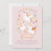 トランポリンユニコーン誕生日レッツバウンス 招待状 (正面)