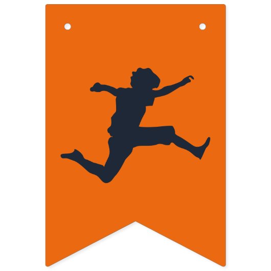 トランポリン公園でオレンジの誕生日パーティーを飛ぼう バンティングフラッグ (第1の旗)