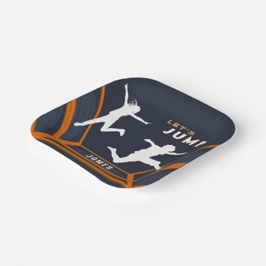 トランポリン公園でオレンジの誕生日パーティーを飛ぼう ペーパープレート (傾斜あり)