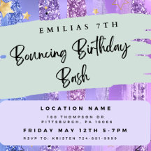 トランポリン公園の誕生日の招待状、屋内パーティー