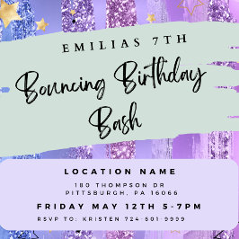 トランポリン公園の誕生日の招待状、屋内パーティー 招待状