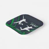 トランポリン公園緑の誕生日パーティーを飛ぼう ペーパープレート (傾斜あり)