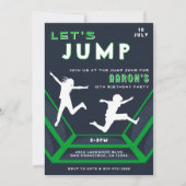 トランポリン公園緑の誕生日パーティーを飛ぼう 招待状 (正面)