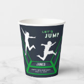 トランポリン公園緑の誕生日パーティーを飛ぼう 紙コップ (正面)