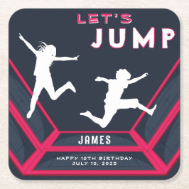 トランポリン公園赤い誕生日パーティーを飛ぼう スクエアペーパーコースター