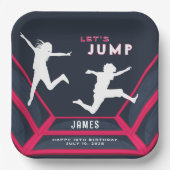 トランポリン公園赤い誕生日パーティーを飛ぼう ペーパープレート (正面)