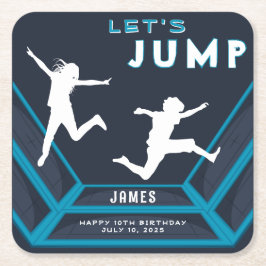 トランポリン公園青い誕生日パーティーを飛ぼう スクエアペーパーコースター