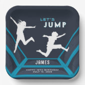 トランポリン公園青い誕生日パーティーを飛ぼう ペーパープレート (正面)