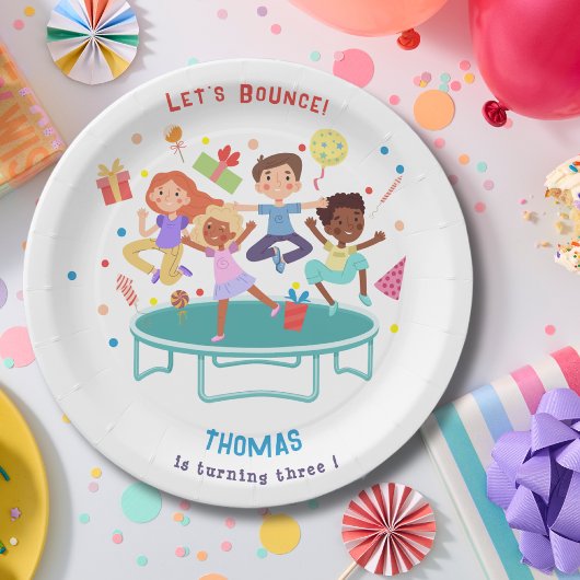 トランポリン跳び跳ね上がりパーク子供の誕生日 ペーパープレート