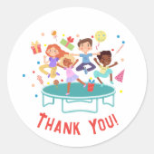 トランポリン跳び跳ね上がりパーク子供の誕生日 ラウンドシール (正面)