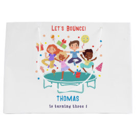 トランポリン跳び跳ね上がりパーク子供の誕生日 ラージペーパーバッグ
