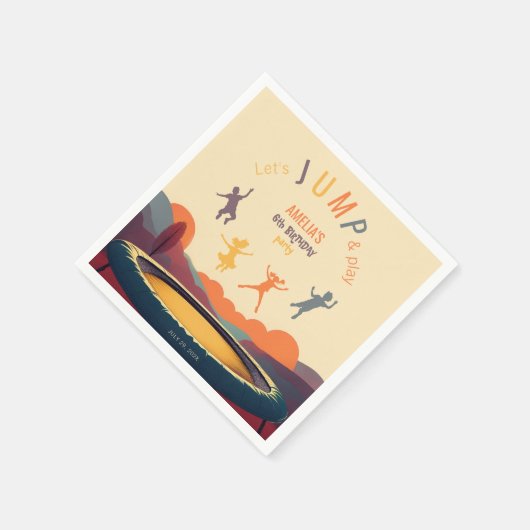 トランポリン飛び跳び遊子供の誕生日パーティー スタンダードカクテルナプキン (角)