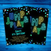 トランポリン バースデー ネオン グロー ジャンプ 遊び パーティー 招待状