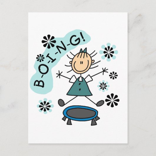 トランポリンTシャツとギフトにステッキの女の子 ポストカード (正面)