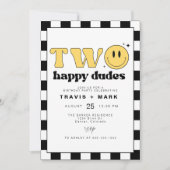 トラヴィスツハッピードゥデススマイル顔ファースト誕生日 招待状 (正面)