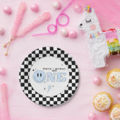 トラヴィスブルーワンハッピードゥデスマイル顔誕生日 ペーパープレート (パーティー)