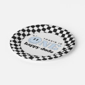 トラヴィスブルーワンハッピードゥデスマイル顔誕生日 ペーパープレート (アングル)