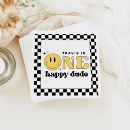 トラヴィスワンハッピードゥデスマイル顔誕生日ウェルカム スタンダードカクテルナプキン