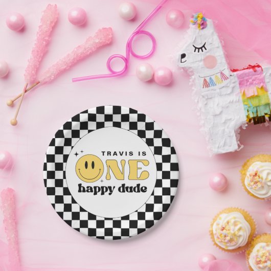 トラヴィスワンハッピードゥデスマイル顔誕生日 ペーパープレート (パーティー)