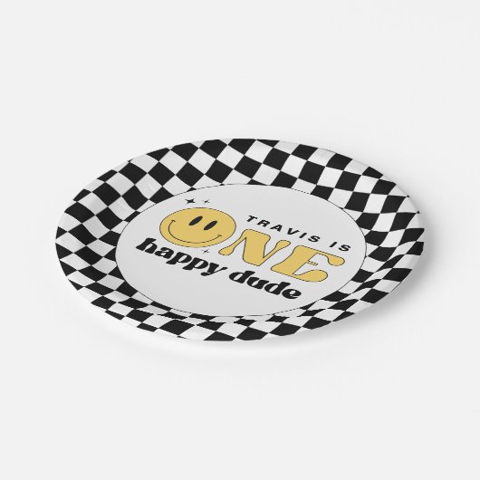 トラヴィスワンハッピードゥデスマイル顔誕生日 ペーパープレート (アングル)