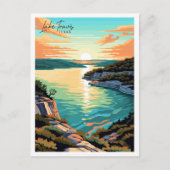 トラヴィス湖テキサス州USAヴィンテージ旅行イラストレーション ポストカード (正面)