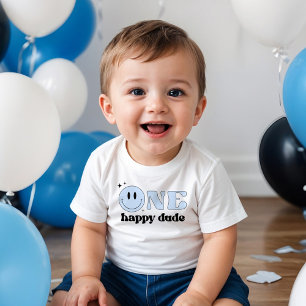 トラヴィス ワンハッピー デュード イエロー スマイル フェース ベビーTシャツ