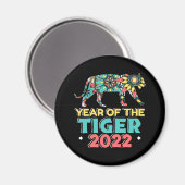 トラ中国のの新年2022 – マンダラ マグネット (正面/裏面)