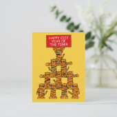 トラ中国のガの新年のおもしろい シーズンポストカード (スタンド正面)