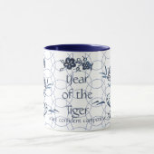 トラ中国のガー〔占星術の〕十二宮図ブルーの新芸術的年 マグカップ (中央)