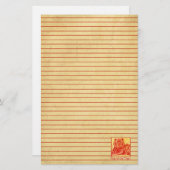 トラ中国のガ野生動物の新年が赤で並ぶ 便箋 (正面/裏面)