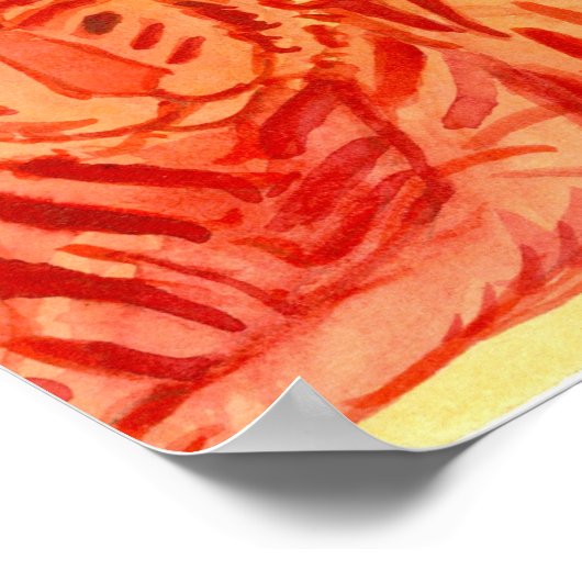 トラ中国のガ野生動物の猫の赤の新年 ポスター (角)