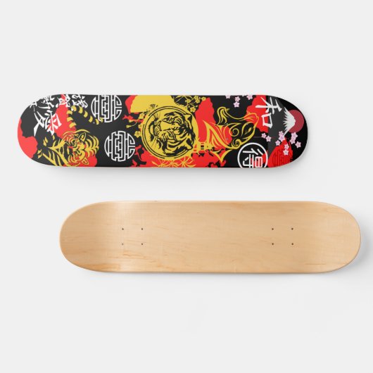 トラ日本のガアジア混合媒体文化レッドブラック スケートボード (横)