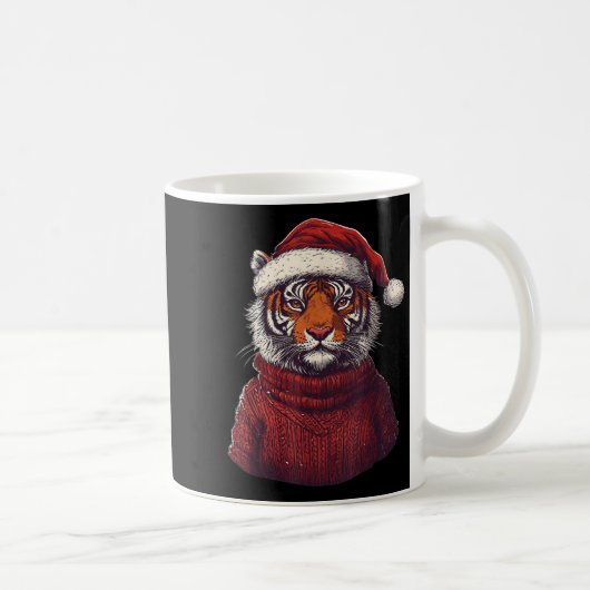 トラ柄のダサかわセーター サンタ帽子 クリスマス コーヒーマグカップ (右)