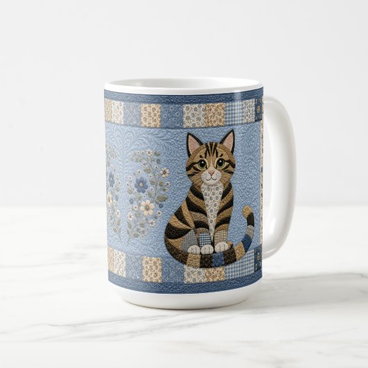 トラ猫キルト コーヒーマグカップ (正面右)