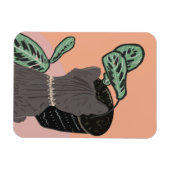 トラ猫 グレー 植物 ありがとう マグネット (横)