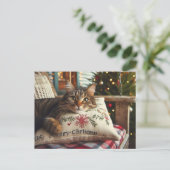 トラ猫 メリークリスマス AI ポストカード (スタンド正面)