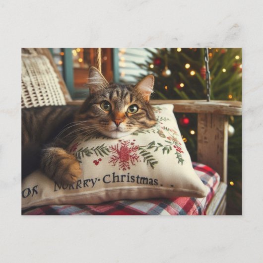 トラ猫 メリークリスマス AI ポストカード (正面)