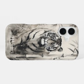 トラ竹墨絵 iPhone 16ケース (裏面横)