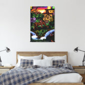 トラ絵画ガージャングル寺院に乗るアートマン キャンバスプリント (インサイチュ (寝室))