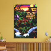 トラ絵画ガージャングル寺院に乗るアートマン キャンバスプリント (インサイチュ (リビング))