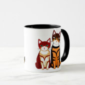 トラ縞の猫とオレンジ色の子猫 マグカップ (正面右)