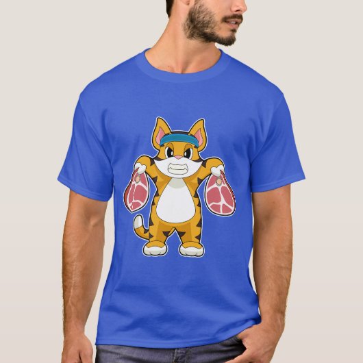 トラ虎ボディビルダーダンベル筋トレ Tシャツ (正面)