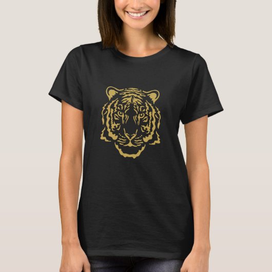 トラ虎大型猫肉食動物トラの頭 Tシャツ (正面)
