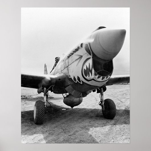 トラ飛んでいるガースP-40 Warhawk, 1941.ヴィンテージ写真 ポスター (正面)