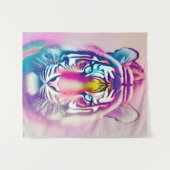 トラ鮮やかカラフル顔はっきりしたモダン野生動物 タペストリー (正面(横))