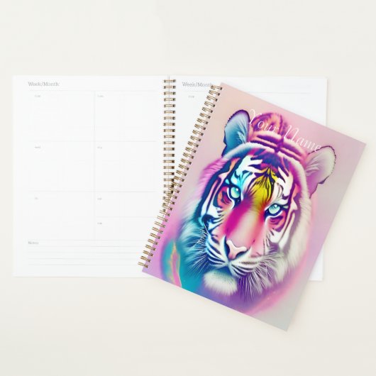 トラ鮮やかカラフル顔はっきりしたモダン野生動物 プランナー手帳 (ディスプレー)