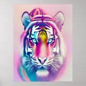トラ鮮やかカラフル顔はっきりしたモダン野生動物 ポスター (正面)