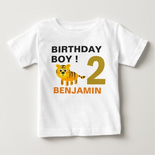 トラ2歳の誕生日パーティー ベビーTシャツ (正面)