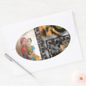 トラ & カップル アート プリント 楕円形シール (封筒)